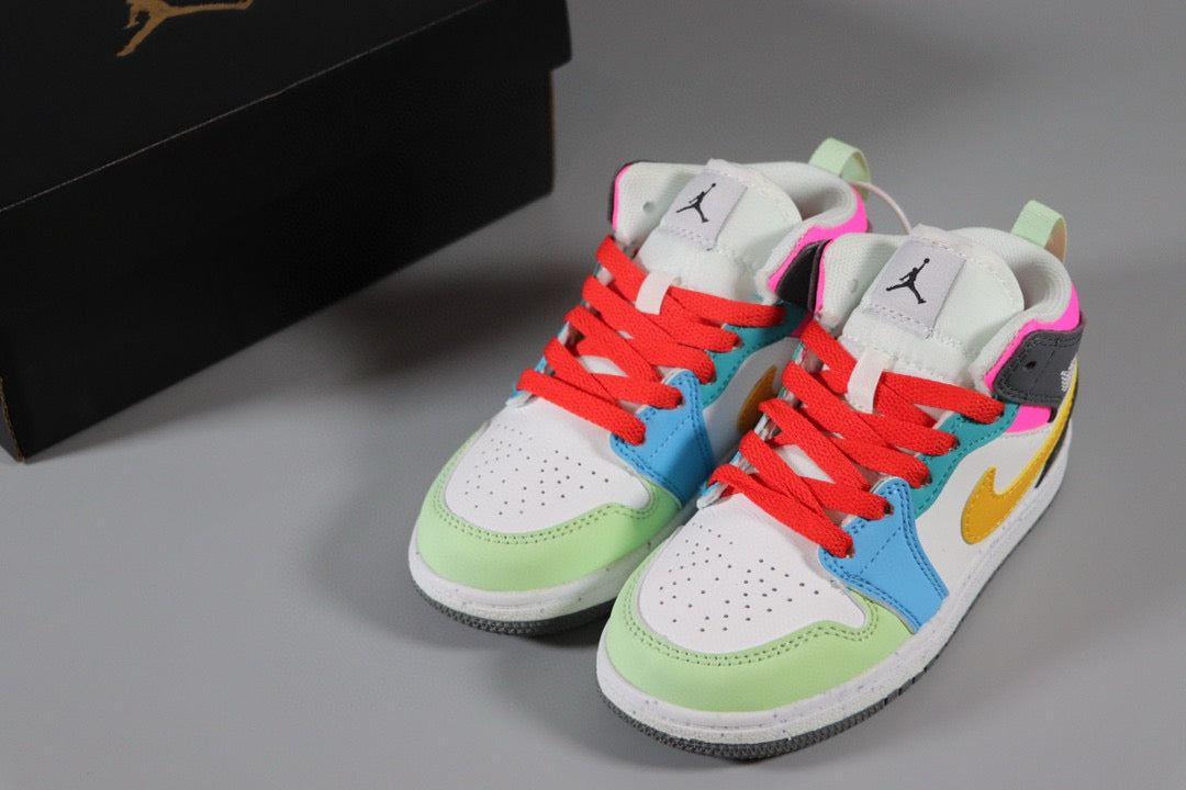 a pair of sneakers with a box in the background