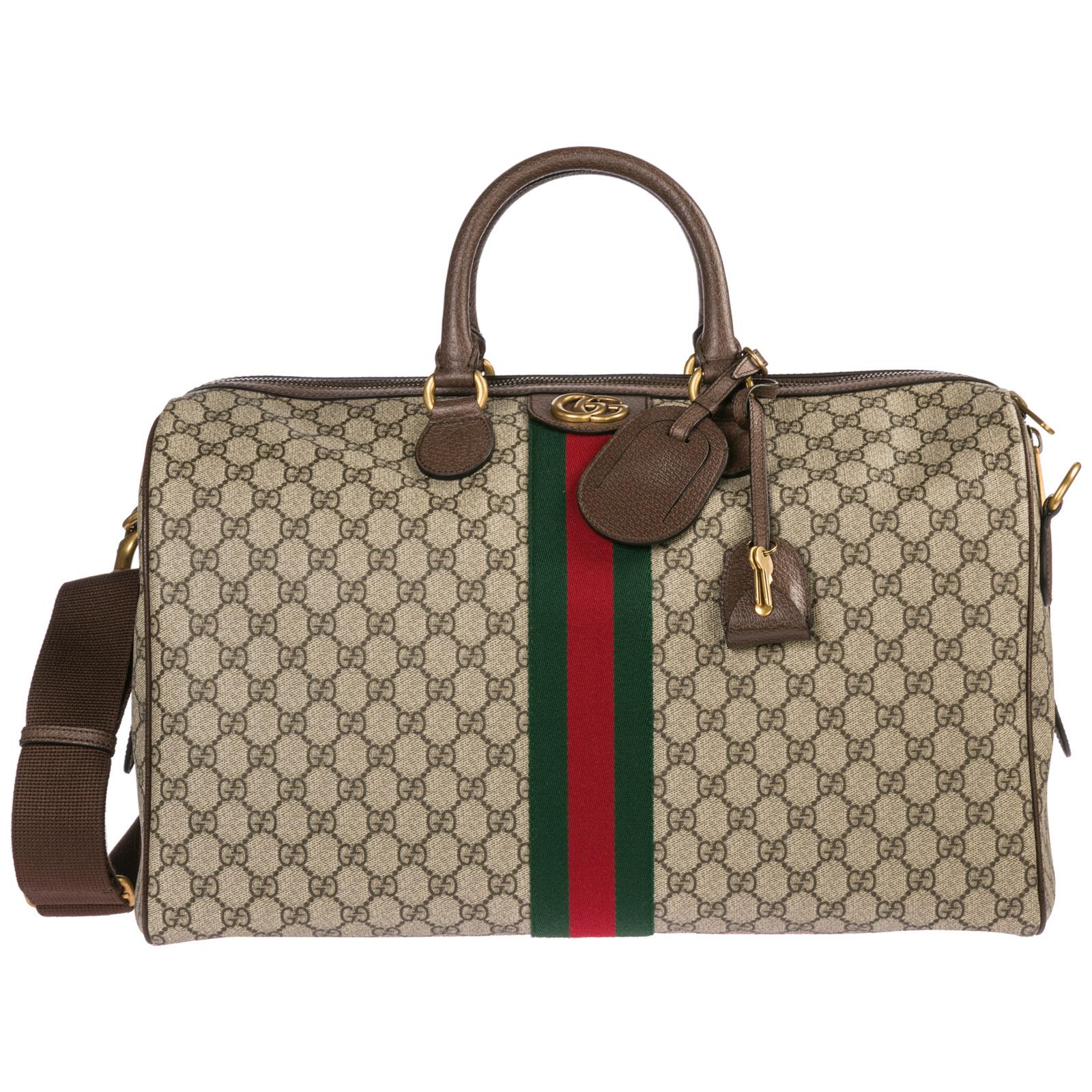 a gucci bag with a red, green, and red stripe