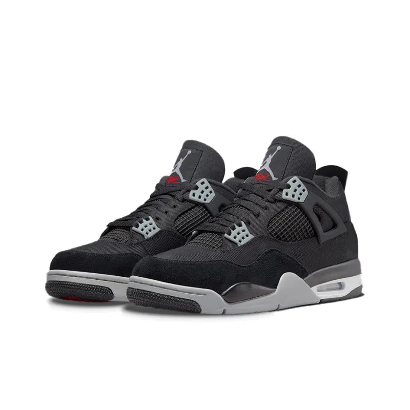 Air Jordan Retro 4-Style Sneakers – Black Canvas Edition