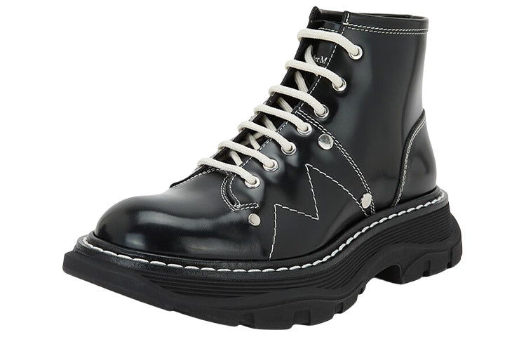 (WMNS) Alexander McQueen Tread Lace-Up Boots 'Black' 604253WHZ811090 #