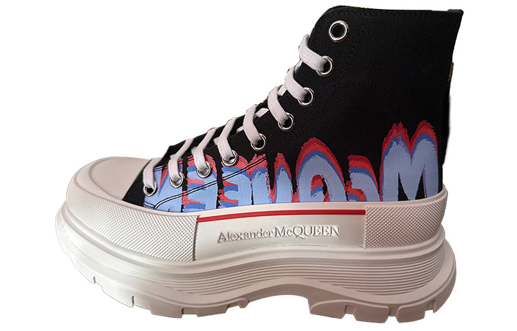 Alexander McQueen Tread Slick High-Top Sneakers 'Black Blue Red' 686737W4MVP1509 #