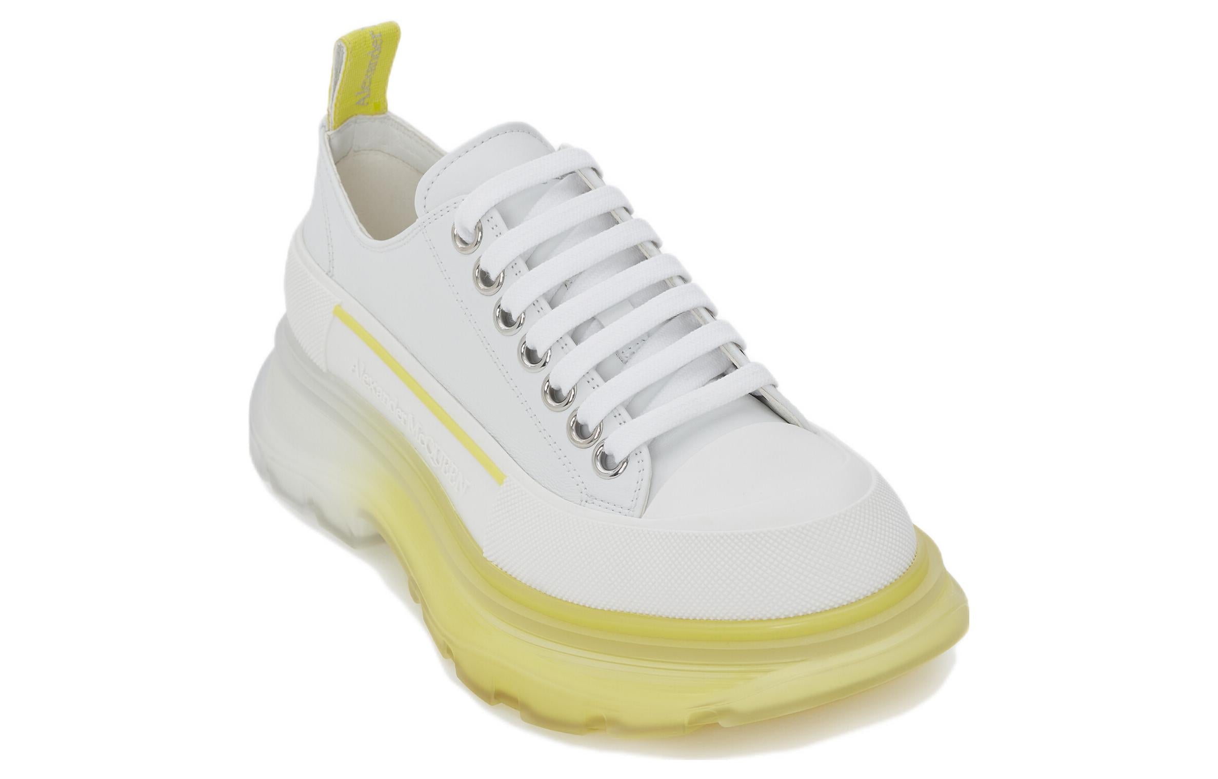 (WMNS) Alexander McQueen Tread Slick Sneakers 'Yellow White' 702042WHZ6E8943 #