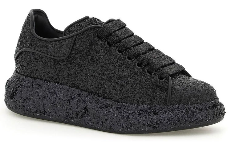 (WMNS) Alexander McQueen Larry Oversize Glittered Sneakers 'Black' 708072W4JF81000 #