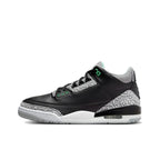 Air Jordan 3 Green Glow - Classic White Leather Upper with Black Accents and Vibrant Highlights