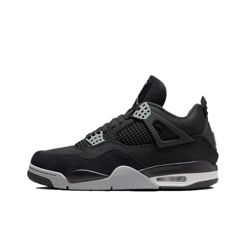 Air Jordan Retro 4-Style Sneakers – Black Canvas Edition