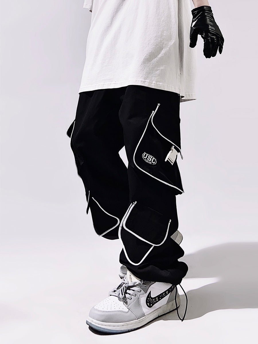 American Style Loose Straight Functional Ankle-tied Sports Trousers