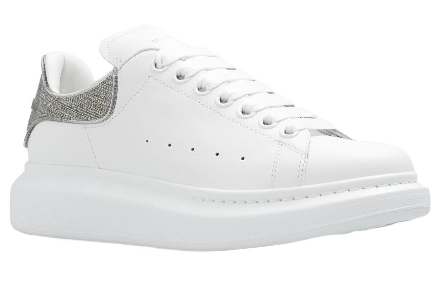 (WMNS) Alexander McQueen Oversized Leather Sneakers 'White Grey' 733010WICYK9075 #