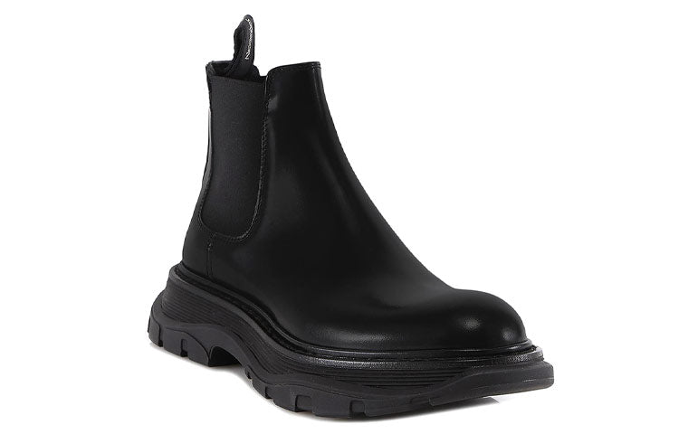 (WMNS) Alexander McQueen Leather Chelsea boots 'Black' 641837WHZ841000 #