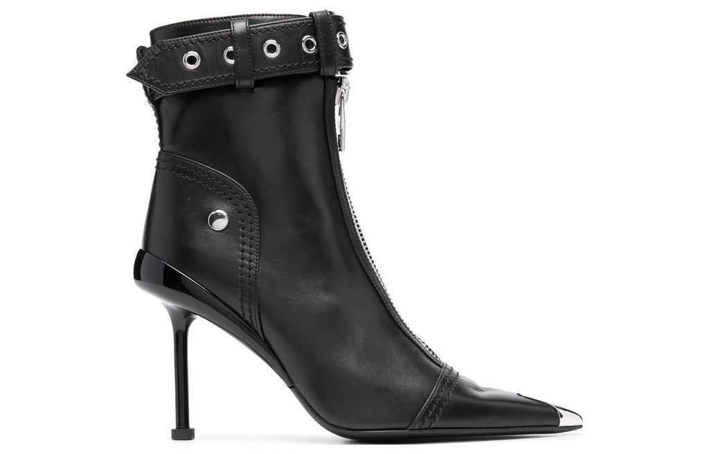 (WMNS) Alexander McQueen Leather Heel Ankle Boots 'Black' 768101WIDR41081 #