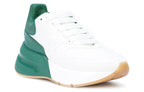 (WMNS) Alexander McQueen Oversized Runner Low Top Leather Sneakers with Mesh 'White Green' 533709WHRU39463 #