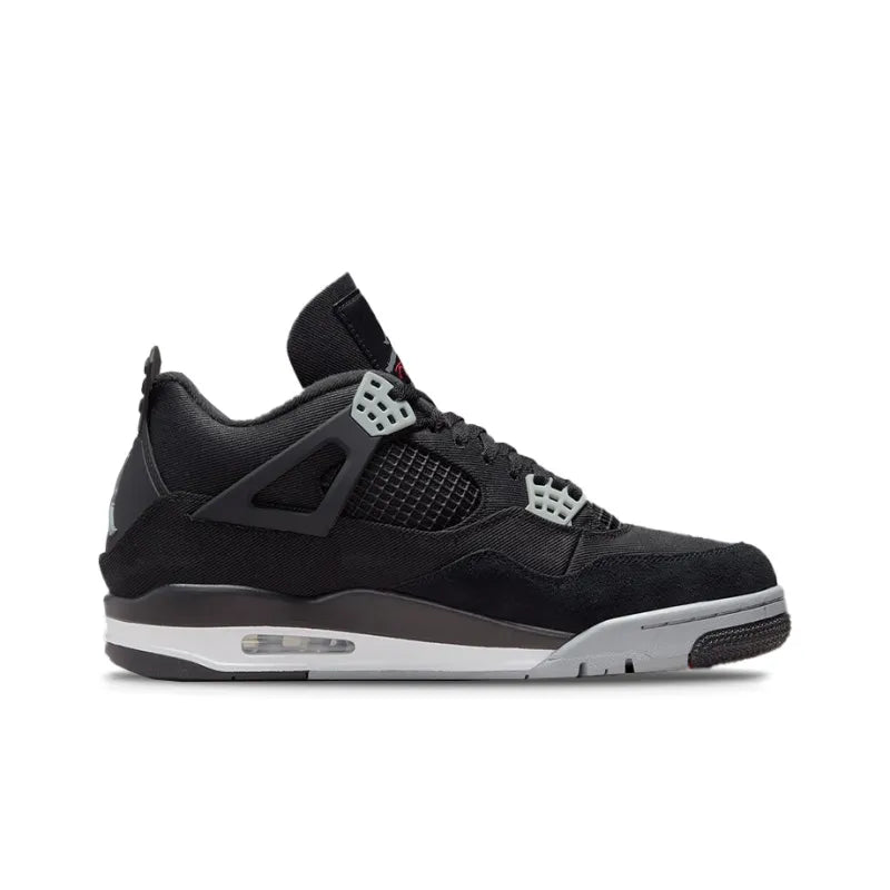 Air Jordan Retro 4-Style Sneakers – Black Canvas Edition