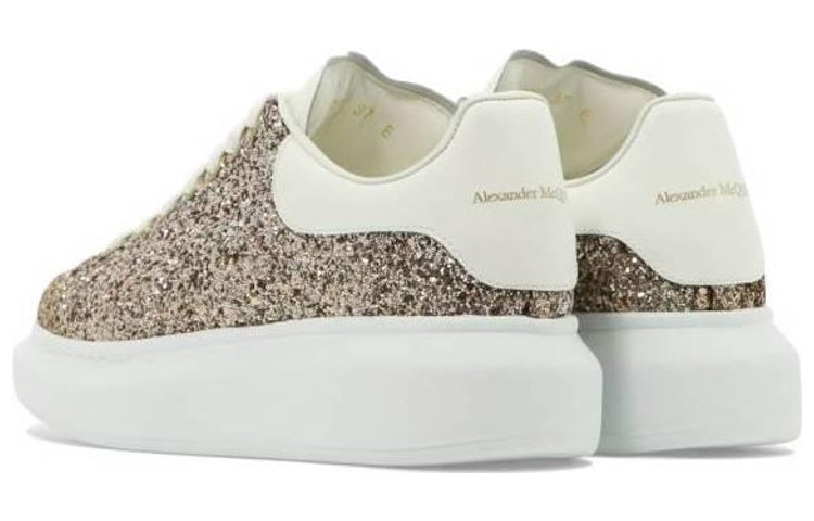 (WMNS) Alexander McQueen Larry Oversized Shoes 'Gold Glitter White' 736296W4VJ12228 #