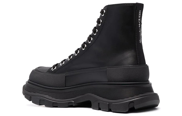 (WMNS) Alexander McQueen Tread Slick High-Top Boots 'Black' 679529WIABD1000 #