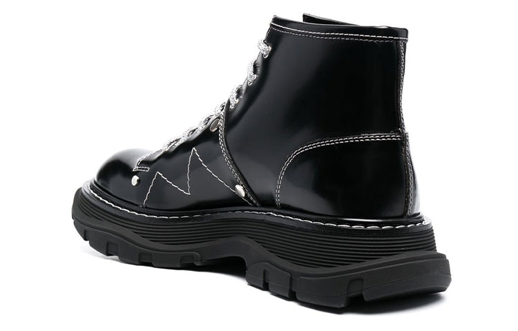 (WMNS) Alexander McQueen Tread Lace-up Boots 'Black White' 718366WIC6D1081 #