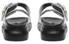 (WMNS) Alexander McQueen Gabine Buckled Leather Slides 'Silver Black' 783254W4WG18100 #