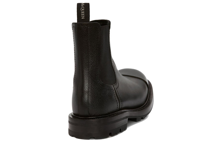 Alexander McQueen Shiny Toecap Grainy Leather Chelsea Boot 'Black' 667911WHSZ41000 #