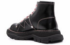 (WMNS) Alexander McQueen Contrast Stitch Tread Lace Up Boots 'Black Pink' 595469WHZ881336 #