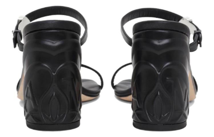 (WMNS) Alexander McQueen Seal Strap Mules 'Black Silver' 780711WIEAB1081 #