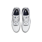 Air Jordan 3 Midnight Navy Sneakers - Classic White Leather, Iconic Grey Elephant Print, Air Cushioning
