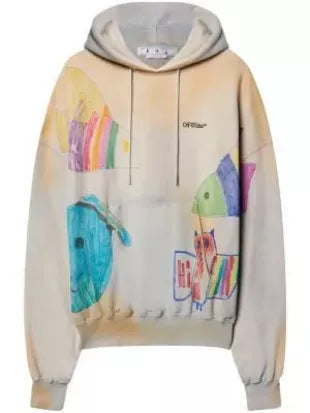 Off-White Cartoon Doodle Hoodie Dirty Grey