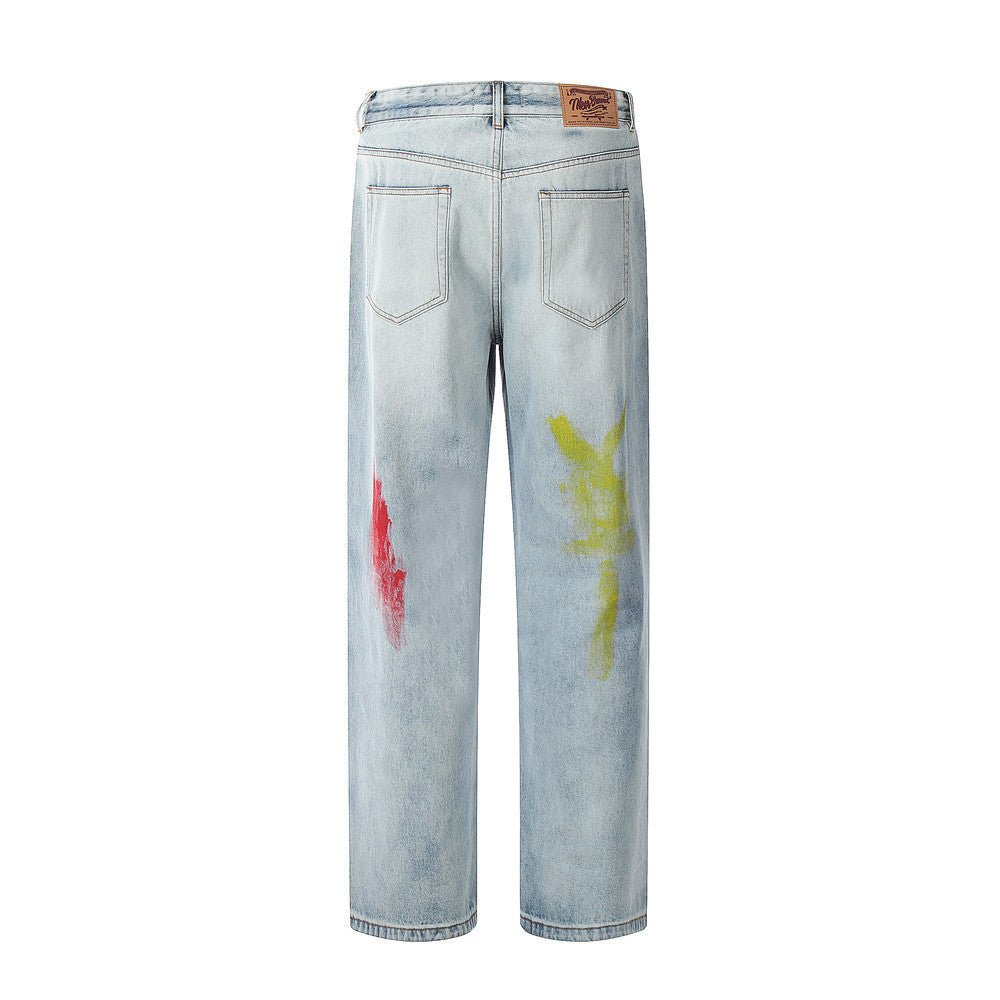 Fashion Personalized Graffiti Ripped Jeans Men