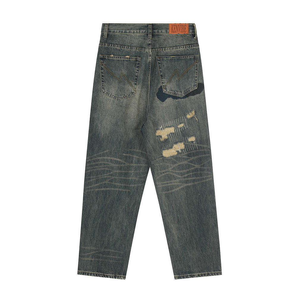 High Street Ripped Cool Patch Do The Old Cowboy Trousers