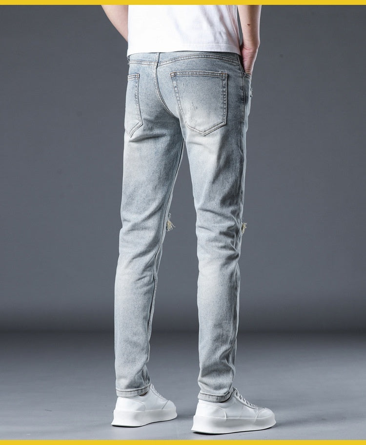 New Patch Ripped Jeans Men's Stretch