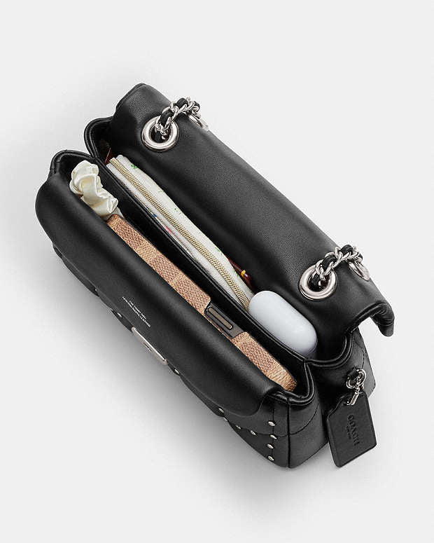 Tabby Shoulder Bag 20 With Pillow Quilting And Crystal Rivets