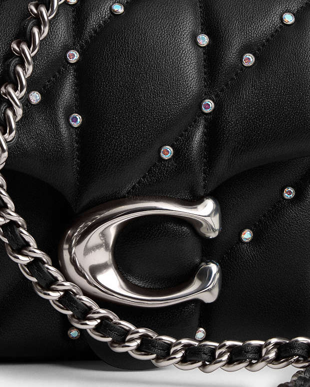 Tabby Shoulder Bag 20 With Pillow Quilting And Crystal Rivets