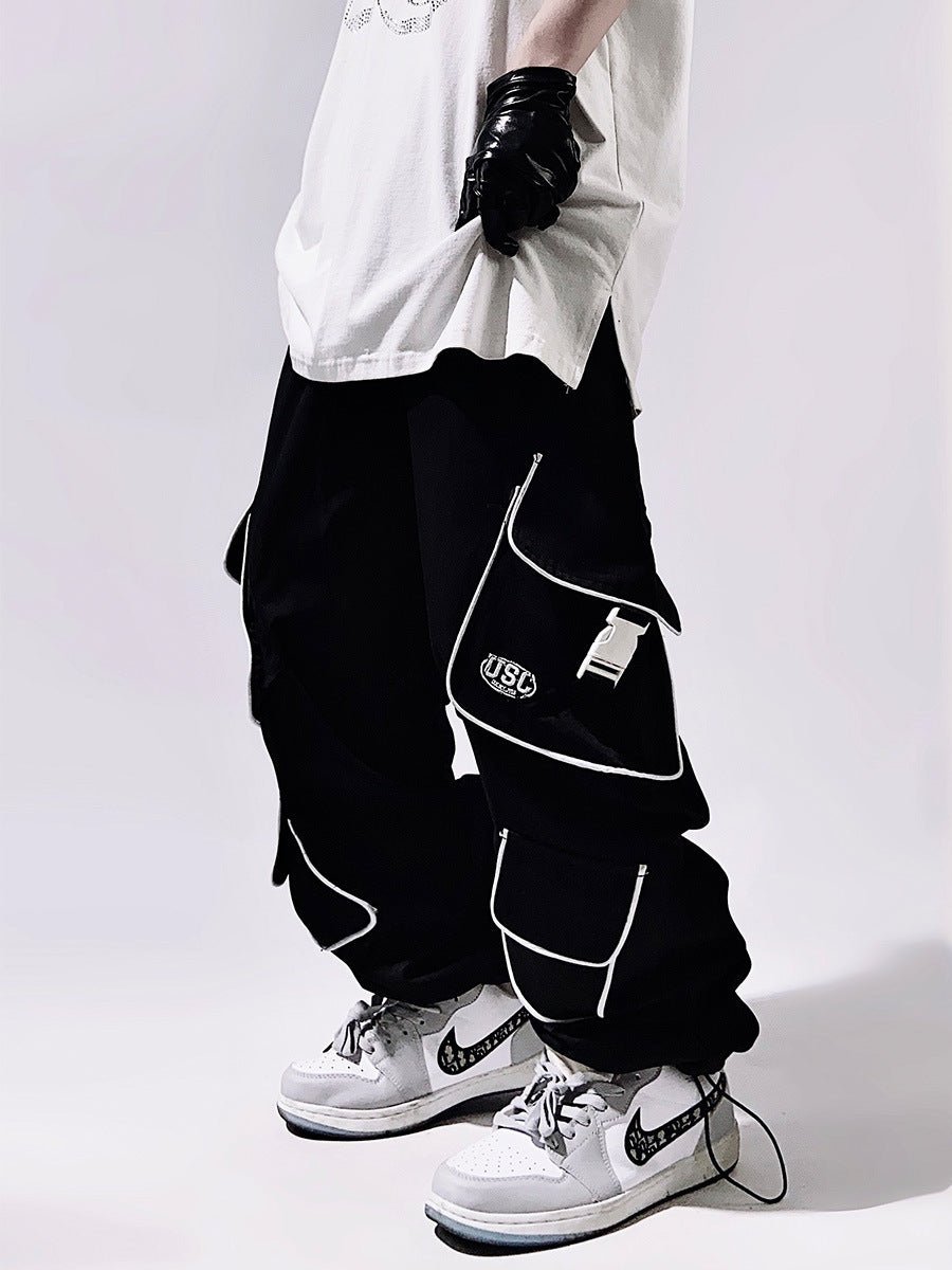 American Style Loose Straight Functional Ankle-tied Sports Trousers