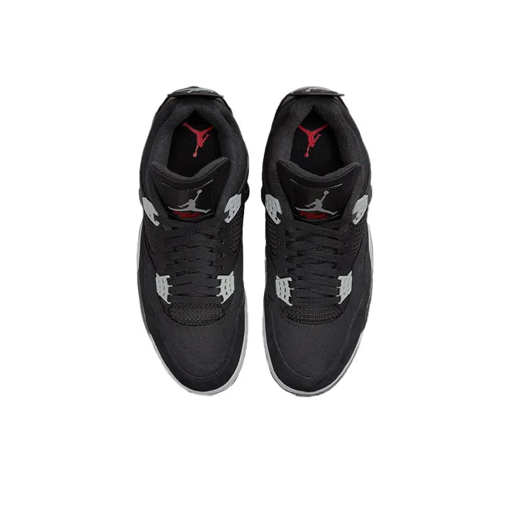 Air Jordan Retro 4-Style Sneakers – Black Canvas Edition