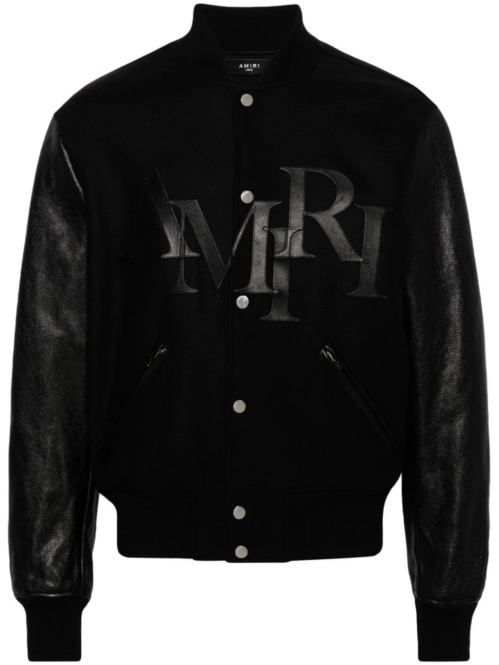 Amiri Staggered Logo Varsity Jacket Black