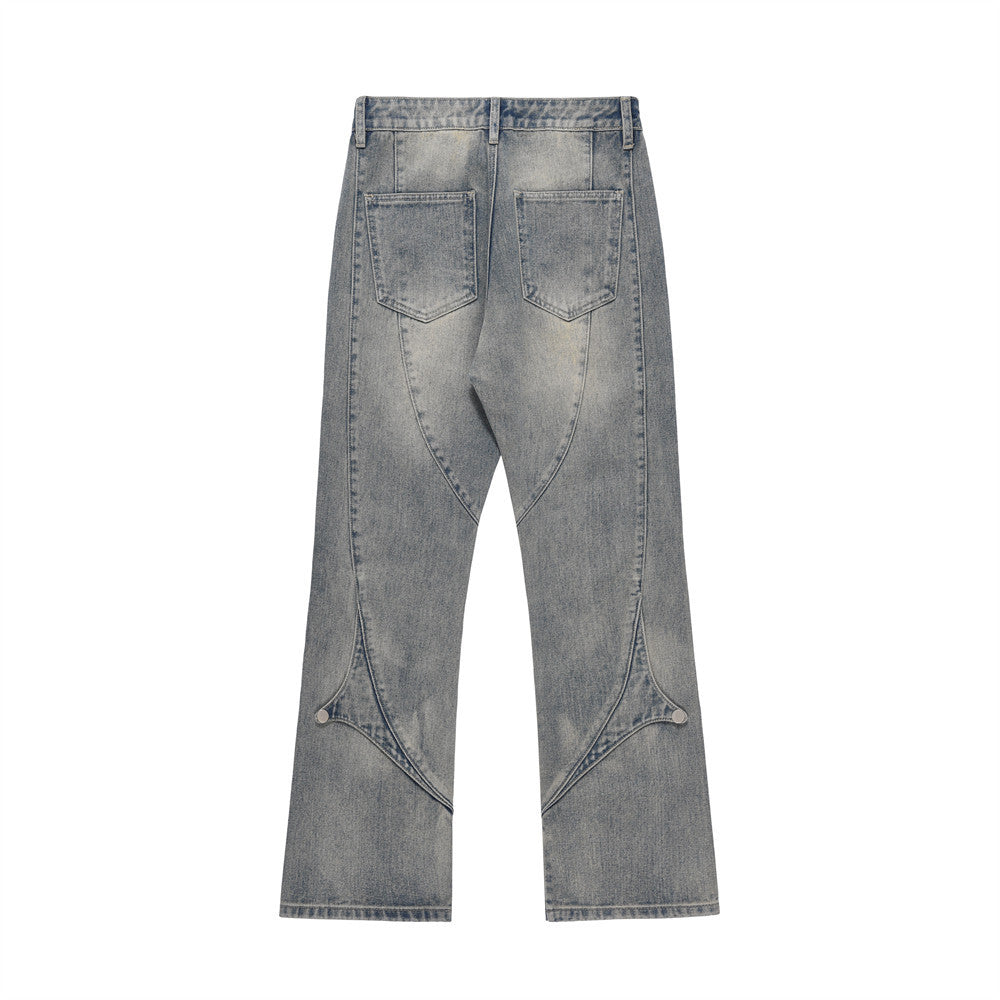 Niche Personality Splicing Washing Water Wide-leg Jeans