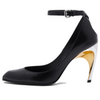 (WMNS) Alexander McQueen Armadillo 95 Leather Ankle Strap Pumps 'Black' 780679WIEX21399 #