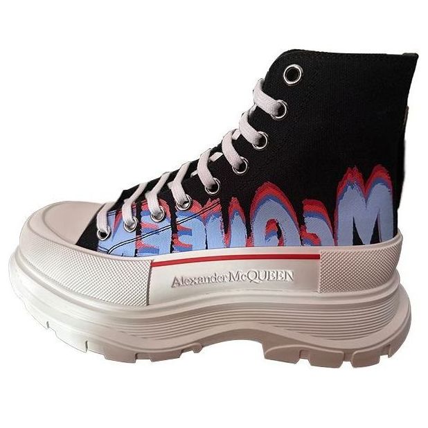 Alexander McQueen Tread Slick High-Top Sneakers 'Black Blue Red' 686737W4MVP1509 #