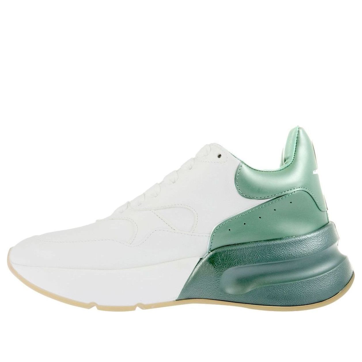 (WMNS) Alexander McQueen Oversized Runner Low Top Leather Sneakers with Mesh 'White Green' 533709WHRU39463 #
