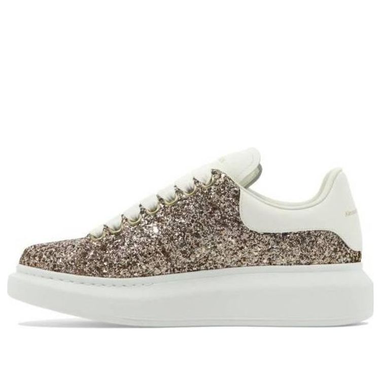 (WMNS) Alexander McQueen Larry Oversized Shoes 'Gold Glitter White' 736296W4VJ12228 #