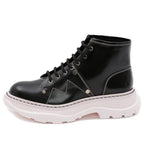 (WMNS) Alexander McQueen Tread Lace-Up Boot 'Black Pink' 595469WHZ811488 #