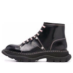 (WMNS) Alexander McQueen Contrast Stitch Tread Lace Up Boots 'Black Pink' 595469WHZ881336 #