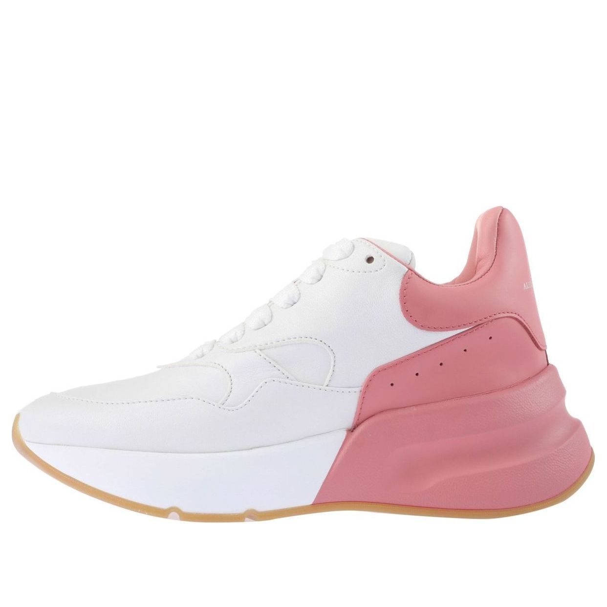 (WMNS) Alexander McQueen Oversized Runner Low Top Leather Sneakers with Mesh 'White Pink' 533709WHRU39374 #