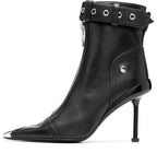 (WMNS) Alexander McQueen Leather Heel Ankle Boots 'Black' 768101WIDR41081 #