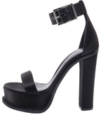 (WMNS) Alexander McQueen Leather High Heels 'Black' 734995WIC711081 #