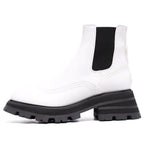 (WMNS) Alexander McQueen Leather Chelsea Ankle Boots 'White Black' 666368WHZ849360 #