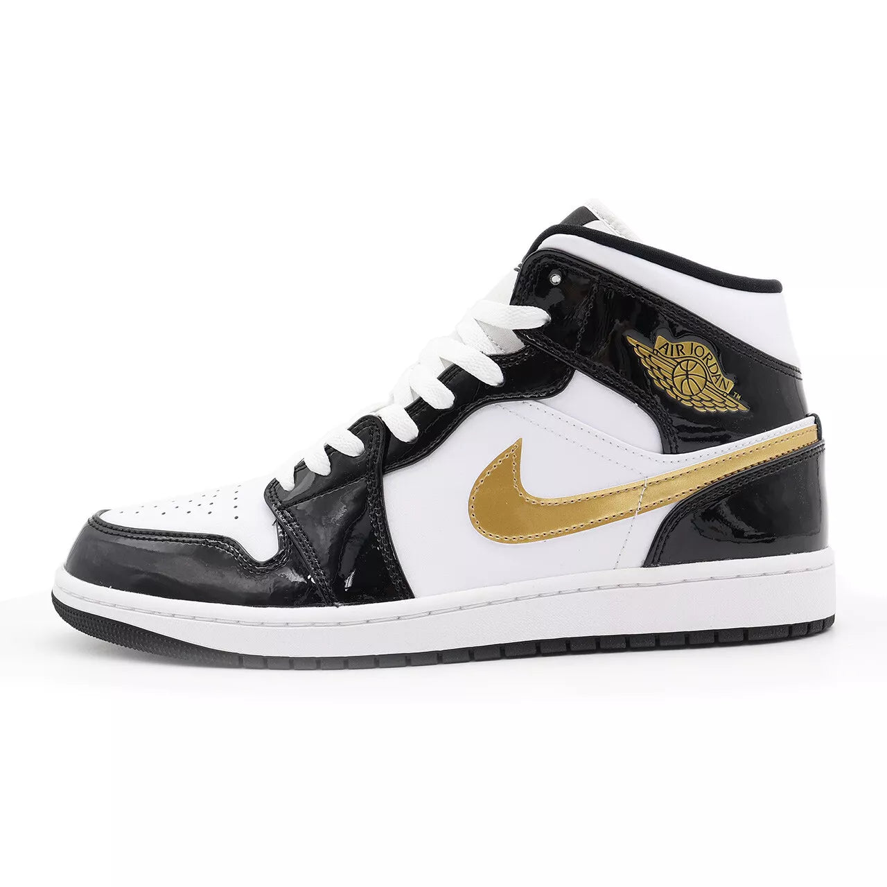 Nike Air Jordan 1 Mid SE Metallic Gold Patent Black White